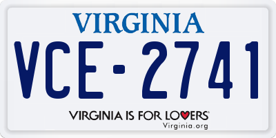 VA license plate VCE2741