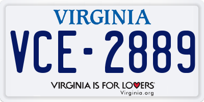 VA license plate VCE2889