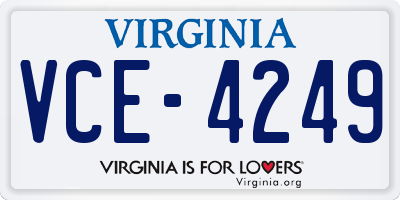 VA license plate VCE4249
