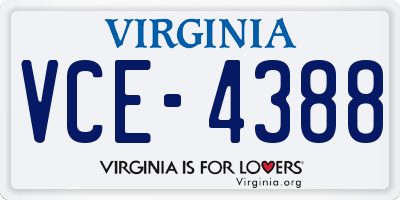 VA license plate VCE4388