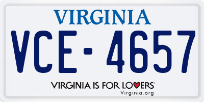 VA license plate VCE4657