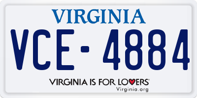 VA license plate VCE4884