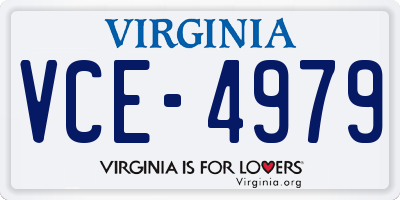VA license plate VCE4979