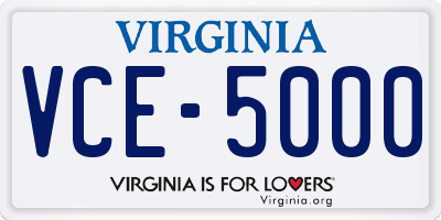 VA license plate VCE5000