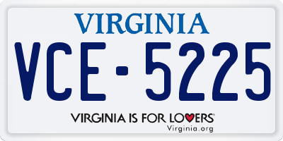 VA license plate VCE5225