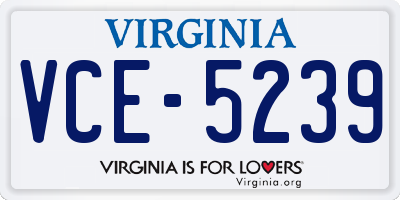 VA license plate VCE5239