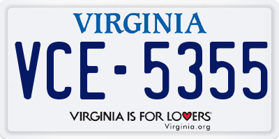 VA license plate VCE5355