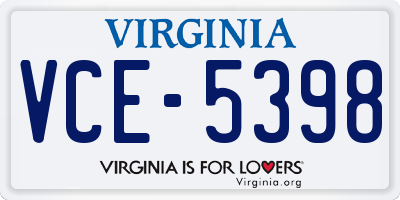 VA license plate VCE5398