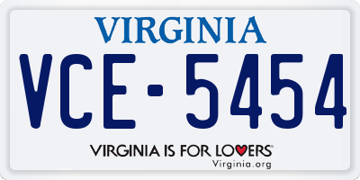 VA license plate VCE5454