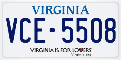 VA license plate VCE5508