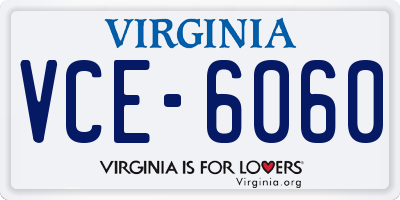 VA license plate VCE6060