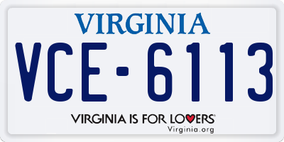 VA license plate VCE6113