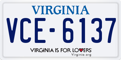 VA license plate VCE6137