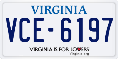 VA license plate VCE6197