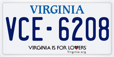 VA license plate VCE6208