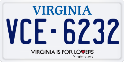 VA license plate VCE6232