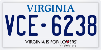 VA license plate VCE6238