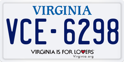 VA license plate VCE6298