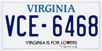 VA license plate VCE6468