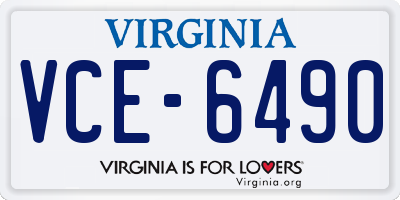 VA license plate VCE6490
