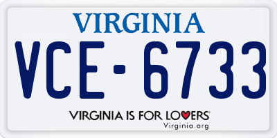 VA license plate VCE6733