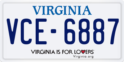 VA license plate VCE6887