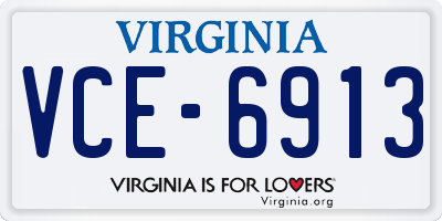 VA license plate VCE6913