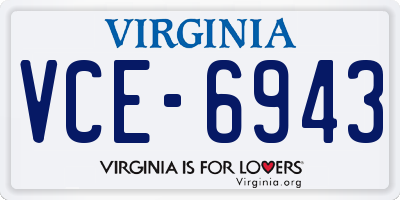 VA license plate VCE6943