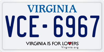 VA license plate VCE6967