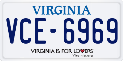 VA license plate VCE6969