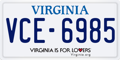 VA license plate VCE6985