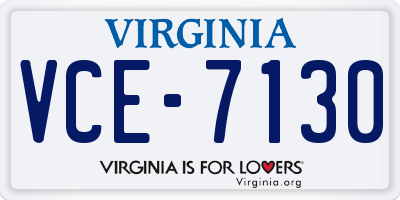 VA license plate VCE7130