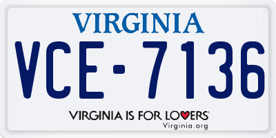 VA license plate VCE7136