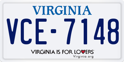VA license plate VCE7148
