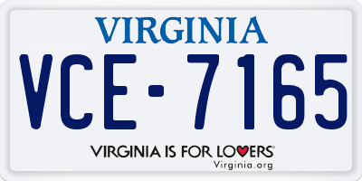 VA license plate VCE7165