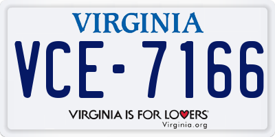 VA license plate VCE7166