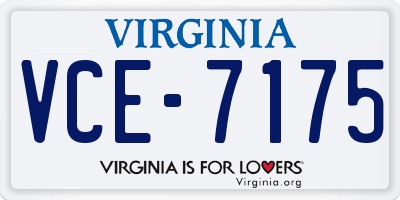 VA license plate VCE7175