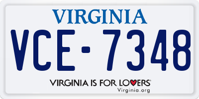 VA license plate VCE7348
