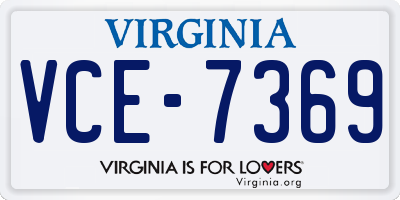 VA license plate VCE7369