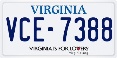 VA license plate VCE7388