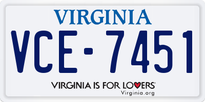 VA license plate VCE7451