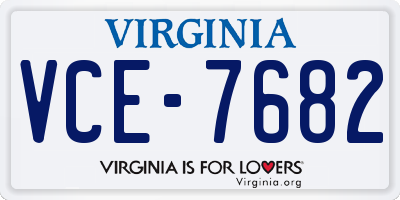 VA license plate VCE7682