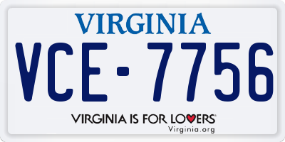 VA license plate VCE7756