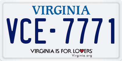 VA license plate VCE7771