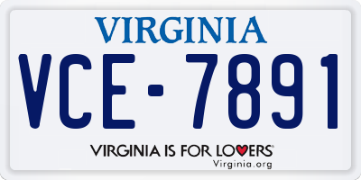VA license plate VCE7891