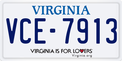 VA license plate VCE7913