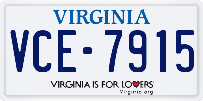 VA license plate VCE7915
