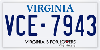 VA license plate VCE7943
