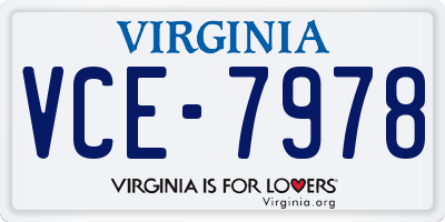 VA license plate VCE7978