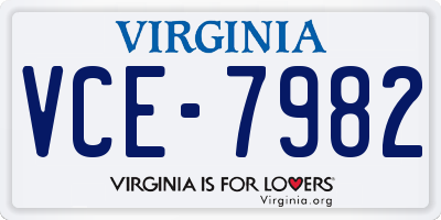 VA license plate VCE7982